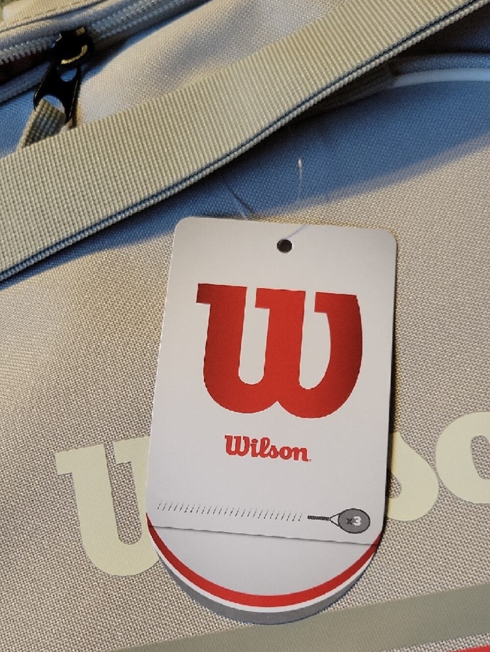 Wilson Light Gray Duffel Bag with Red Stripe - Picture 3 of 12